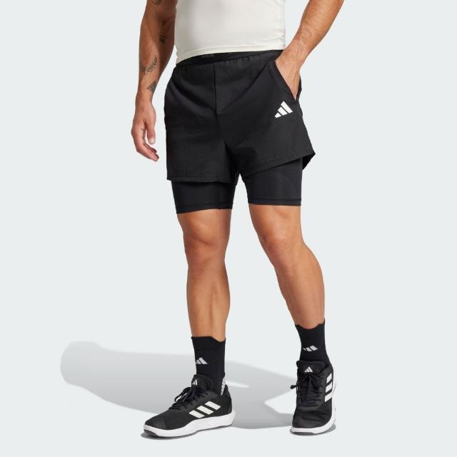 【adidas 愛迪達】短褲 男 訓練 慢跑 吸濕排汗 亞規 GYM+ 2in1 SHORT 黑 JE5665