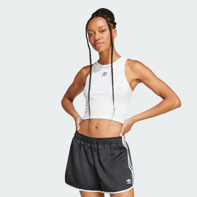 【adidas 愛迪達】背心 女 慢跑 三葉草 亞規 ESS RIB TANK 白 JC9007