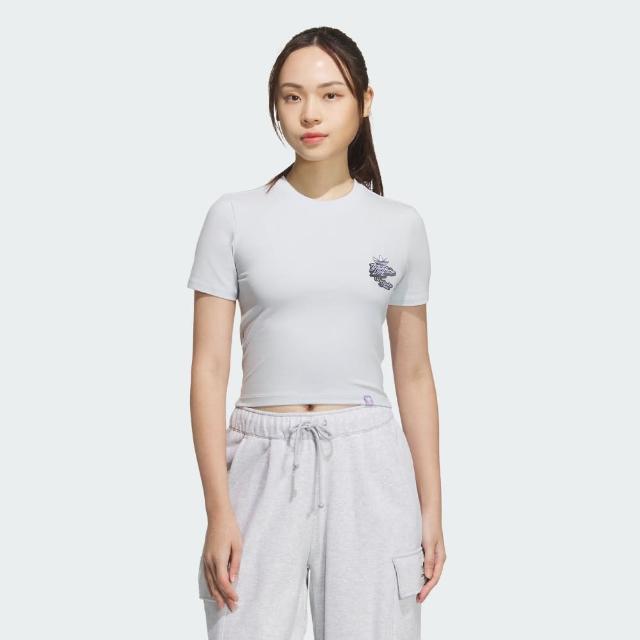 【adidas 愛迪達】短袖上衣 女 三葉草 國際碼 CS TEE W OR 灰 JN1681