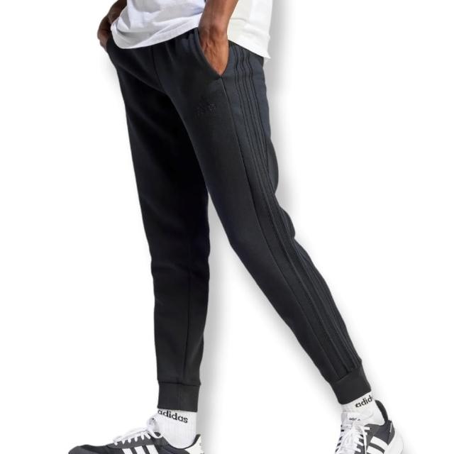 【adidas 愛迪達】男生 經典三線褲 刷毛 修身縮口 休閒長褲 棉褲(IJ8885)