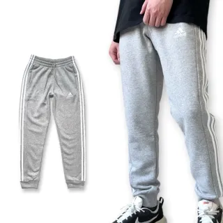 【adidas 愛迪達】男生 經典三線褲 刷毛 修身縮口 休閒長褲 棉褲(IJ6494)
