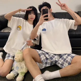 【藍尼居家】★情侶休閒家居套裝(女睡衣/男睡衣/家居服/兩件式)
