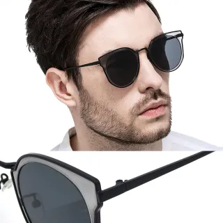 【DZ】買一送一 UV400防曬太陽眼鏡墨鏡-幻透潮型(透灰框灰片)