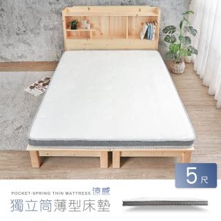 【BODEN】超薄型涼感8cm硬式獨立筒彈簧捲包床墊-5尺雙人