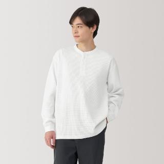 【MUJI 無印良品】男抗UV速乾鬆餅紋亨利領長袖T恤(共4色)