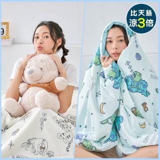 【格蕾寢飾】迪士尼正版授權 眠綿冰涼被枕頭組(怪獸電力公司/小熊維尼/La Belle/玻尿酸涼被150*195公分)