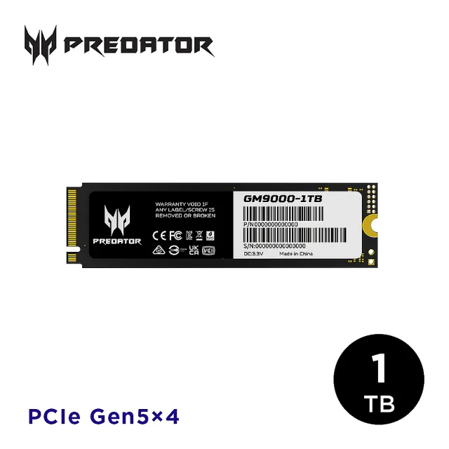 【Acer 宏碁】Predator GM9000 1TB M.2 PCIe Gen5 ssd固態硬碟 5年保固(最高讀取14000MB/s)