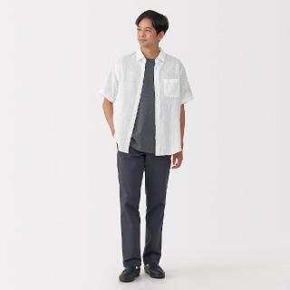 【MUJI 無印良品】男亞麻水洗短袖襯衫(共4色)