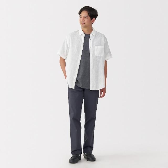 【MUJI 無印良品】男亞麻水洗短袖襯衫(共4色)