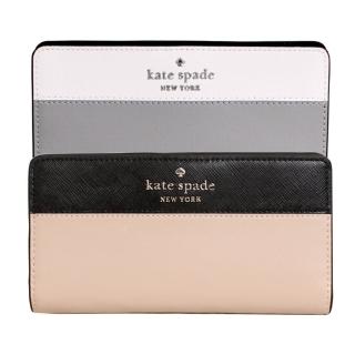【KATE SPADE】Staci立體LOGO防刮皮革扣式中長夾(兩色可選)