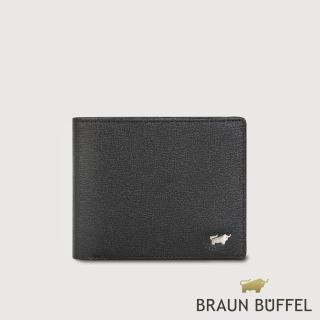 【BRAUN BUFFEL 德國小金牛】臺灣總代理 山 8卡男夾-黑色(BF398-313-BK)
