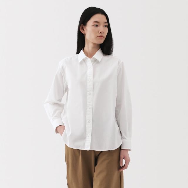 【MUJI 無印良品】女水洗平織布標準領長袖襯衫(共6色)