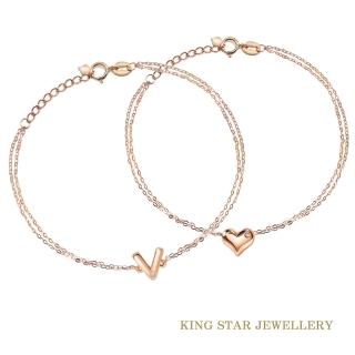 【King Star】18K玫瑰金天然鑽石手鍊-任選