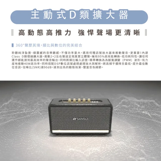 【SANSUI 山水】聲の魂 氣動Hi-Fi 藍牙音響組(SOAIR+立架)