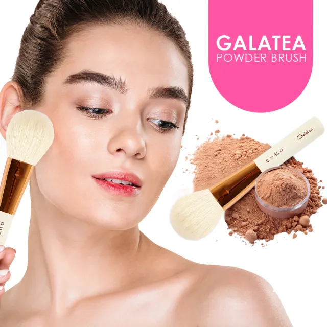 【Galatea葛拉蒂】金顏短柄系列 光峰白羊毛腮紅蜜粉刷+粉底拋光刷(彩妝刷具/腮紅刷/蜜粉刷/粉底刷/修容刷)
