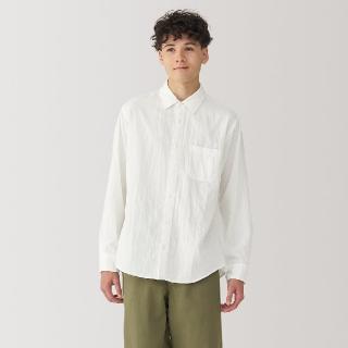 【MUJI 無印良品】男吉貝木棉混二重紗織長袖襯衫(共4色)