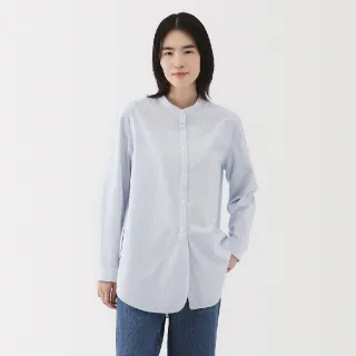 【MUJI 無印良品】女水洗平織布立領長版襯衫(共3色)