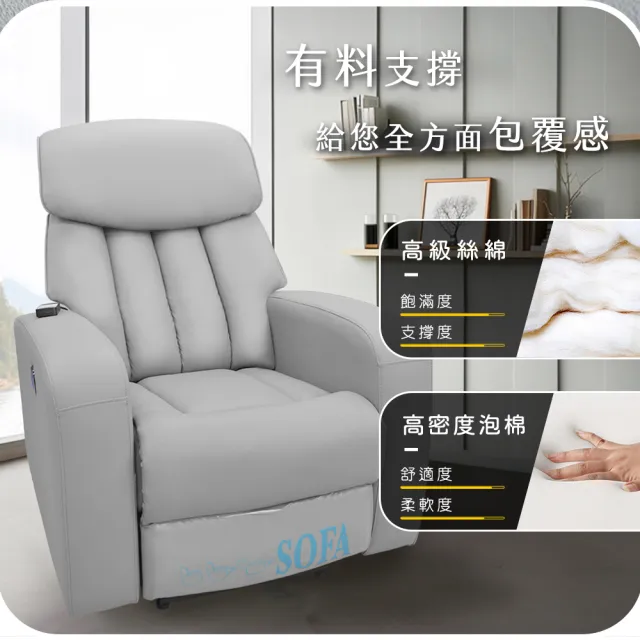 【IHouse】富士山 立體支撐坐感 電動躺降+按摩+USB 貓抓皮沙發/休閒椅/單人躺椅