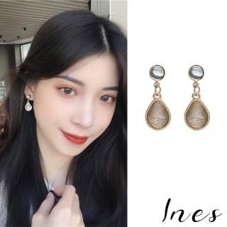 【INES】韓國設計高階感復古優雅水滴氣質夾式耳環(無耳洞耳環 耳夾 夾式耳環 水滴耳環)