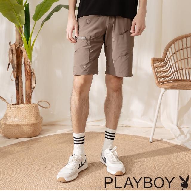 【PLAYBOY】防潑水滿版印花短褲(咖啡色)