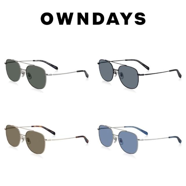 【OWNDAYS】個性方形金屬太陽眼鏡(SUN1077G-5S)