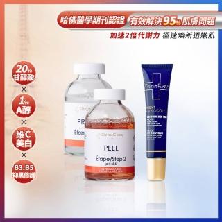 【DermEden 得美登】20%果酸淨白煥膚組+1%A醇煥能撫紋修護眼霜15mL(改善眼周細紋暗沉)