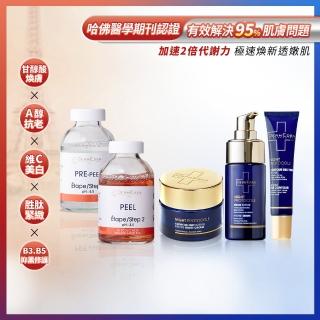 【DermEden 得美登】20%果酸淨白煥膚組+1%A醇撫紋眼霜15mL+再生修護精華30mL+緊緻修護霜50mL