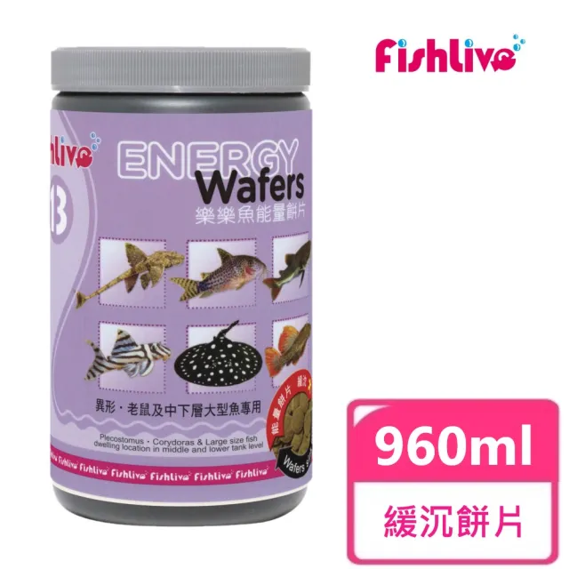 【FishLive 樂樂魚】#13 能量餅片 大顆粒 緩沉 960ml(底棲 鯰科 異形 魚飼料 蝦飼料)