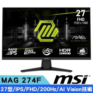 【MSI 微星】MAG 274F 27型 IPS FHD電競顯示器(200Hz/0.5ms GtG/AI Vision/護眼)