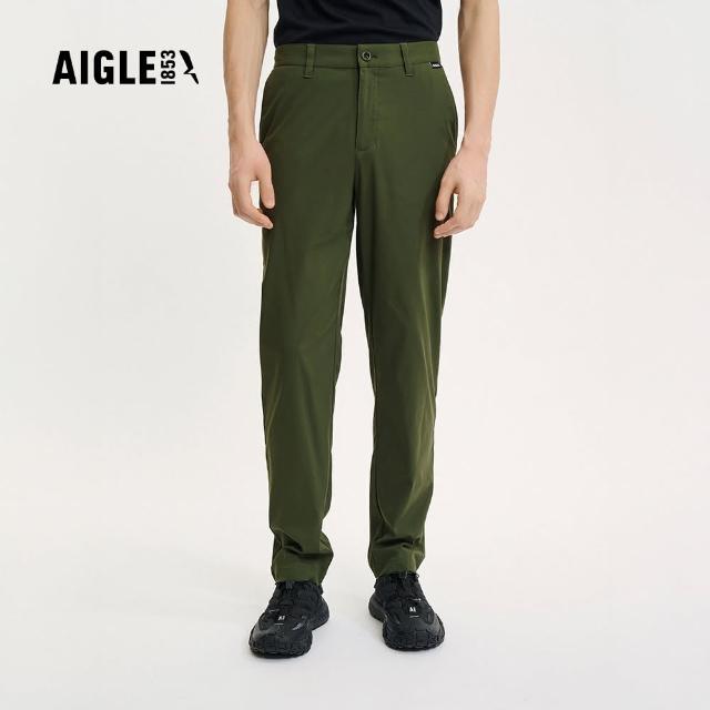 【AIGLE】男 抗UV快乾彈性長褲｜AG-4P116A080 軍綠(防曬 快乾 男長褲 彈性長褲)
