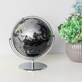 【WUZ 屋子】Skyglobe 10吋精緻黑色360度旋轉地球儀 銀色底座(英文版)