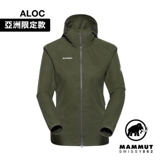 【Mammut 長毛象官方直營】GRANITE SO Hooded Jacket AF 防潑水軟殼連帽外套 深沼澤綠 女款 #1011-00333