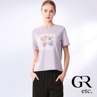 【GLORY21】網路獨賣款-etc.愛心字母純棉短袖上衣(紫色)