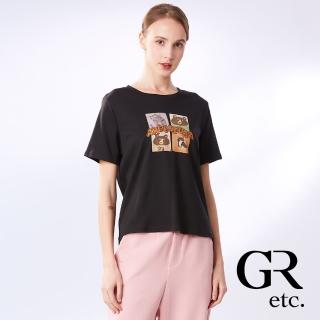 【GLORY21】網路獨賣款-etc.可愛動物純棉短袖上衣(黑色)