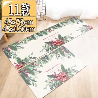 【半島良品】買一送一/18款/防油防滑皮革地墊 45x75+45x120cm(新年 廚房 門口 止滑 防水 聖誕節 回彈 防摔)