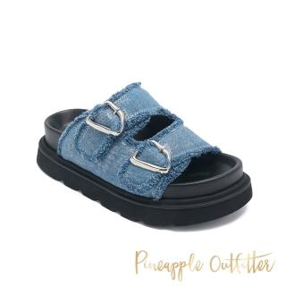 【Pineapple Outfitter】單寧環釦厚底拖鞋 REKI(藍色)