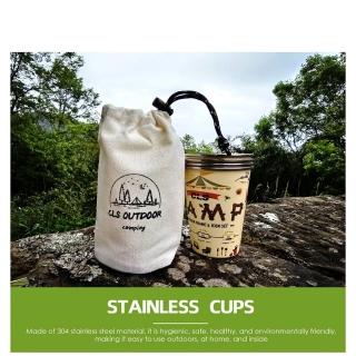 【May Shop】創意塗鴉304不鏽鋼4件組杯野餐啤酒杯圍爐煮茶咖啡杯露營水杯(4杯一組)