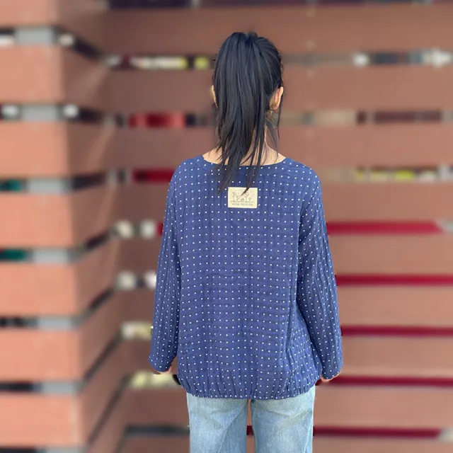 【Hana Mokuba】花木馬日系女裝正方點點圓領收口上衣(T恤)