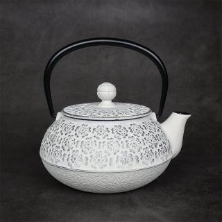 【福介商店】南部鐵器 日本鑄鐵壺 巖鑄 櫻 5型急須0.65L-銀麻色(泡茶 鐵壺 急須)