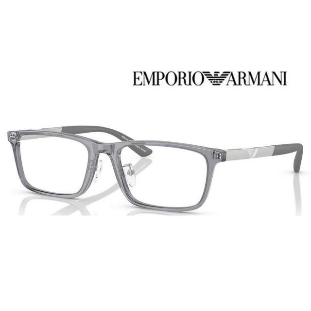 【EMPORIO ARMANI】亞曼尼 亞洲版 時尚複合光學眼鏡 鋁金屬鏡臂設計 EA3251D 6206 55mm 透灰 公司貨