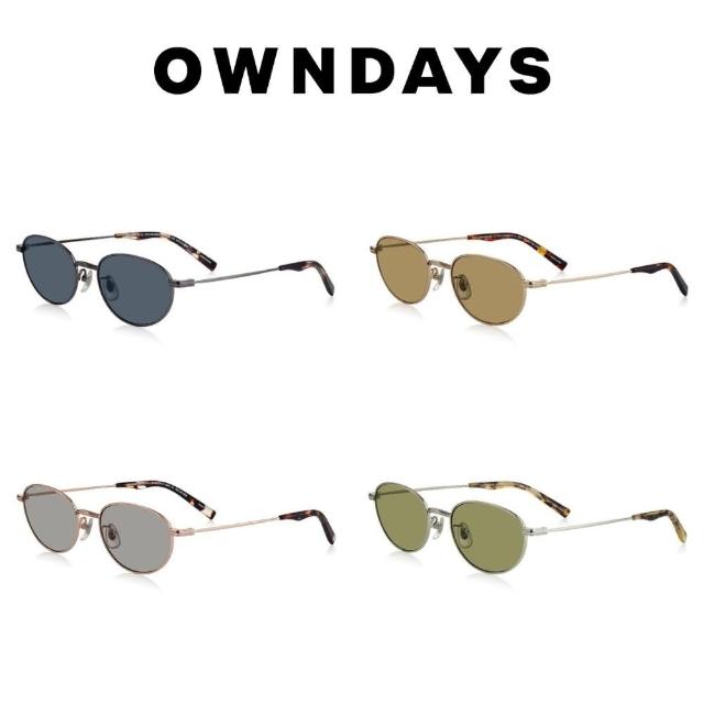 【OWNDAYS】時尚橢圓金屬太陽眼鏡(SUN1080X-5S)