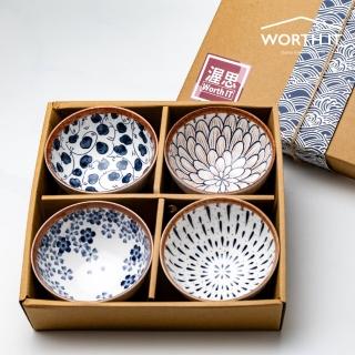 【渥思】和風手繪陶瓷碗禮盒-4入(餐具.瓷器碗盤.飯碗.入厝禮.送禮)