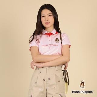 【Hush Puppies】女裝 POLO衫 簡約英文刺繡狗短袖POLO衫(淺粉紅 / 53201102)
