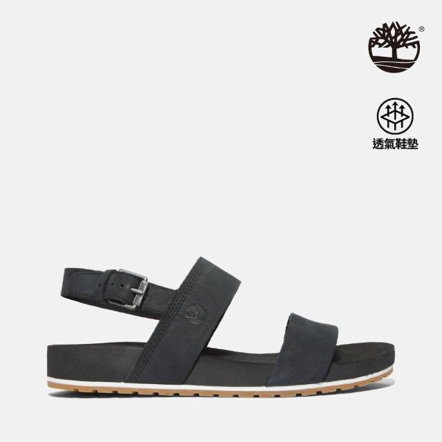 【Timberland官方旗艦】女款黑色後帶式皮革涼鞋(A2AT9001)
