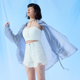 【OB 嚴選】涼感Air超輕量前後開襟側抽皺長版空氣衣 《AB20235》