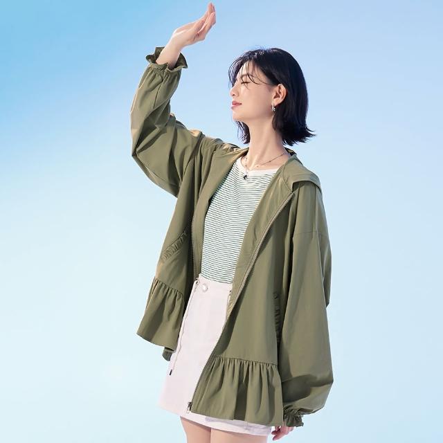 【OB 嚴選】涼感抗UV荷葉剪裁冰河系連帽防曬外套 《EA3767》