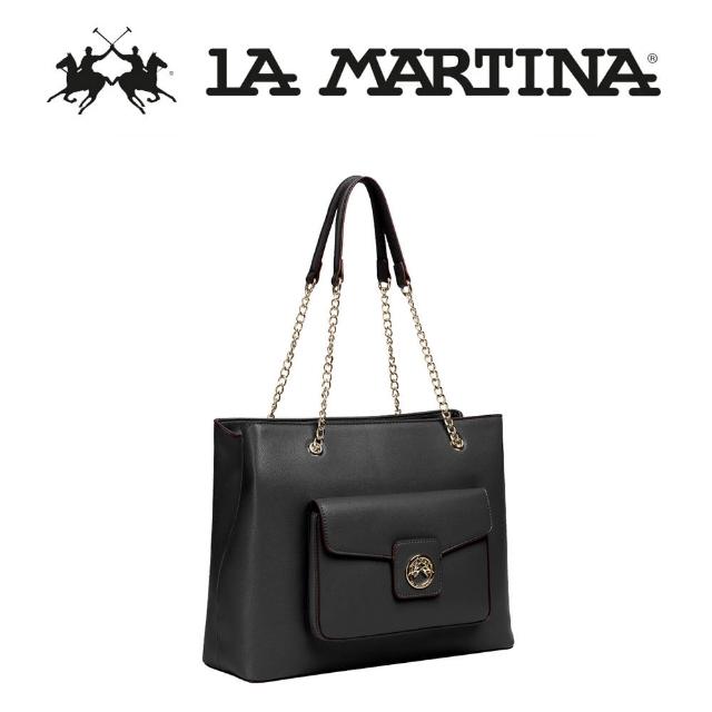【LA MARTINA】義大利原裝進口 限量2折 頂級皮革肩背包 1812P 全新專櫃展示品(黑色)