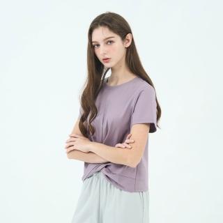【GIORDANO 佐丹奴】女裝SORONA涼感扭結上衣 Spring Adventure系列(63 灰脊紫)