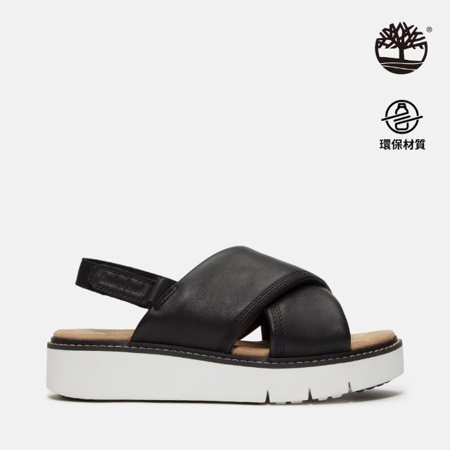 【Timberland官方旗艦】女款黑色後帶式皮革涼鞋(A415JW02)