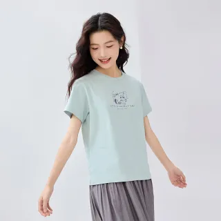 【GIORDANO 佐丹奴】女裝浣熊印花短袖上衣(02 藍色)